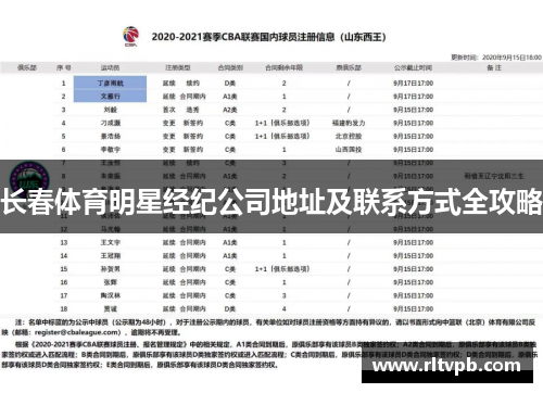 长春体育明星经纪公司地址及联系方式全攻略